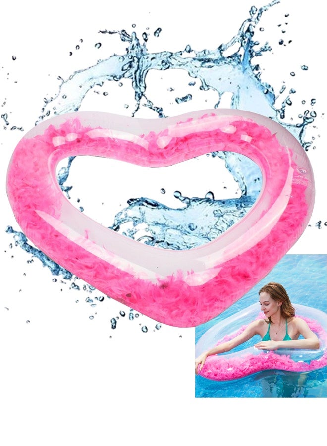 TAPIT Floating Objects In The Pool Feathers Inside Heart Pool Floats Transparent Inflatable Swimming Circle Water Float Buoy Swim Ring - Image 1